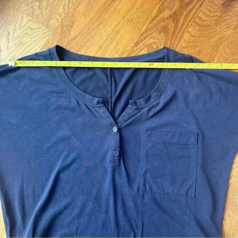 Naked Zebra Navy Blue T-shirt Mini Dress Tunic Drawstring Waist Short Sleeve Med - Picture 10 of 14